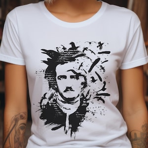 Edgar Allan Poe Tee | Dark Academia Top | Unisex Gothic T-Shirt | The Raven | Literary Tee Shirt | Goth Graphic | Book Lover Gift | Poetry