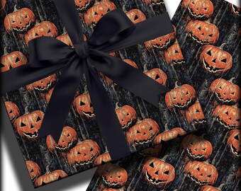 Jack O Lantern Wrapping Paper Halloween Gift Wrap Spooky Holiday Wrap Creepy Packaging Goth Gift Giving October Gothic Wrapping Paper Fall