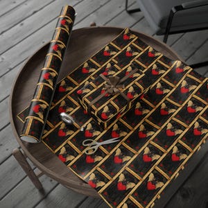 Vampire Bat Wrapping Paper, Gothic Gift Wrap, Creepy Packaging, Dark Art, Gothic Valentine Paper, Heart Bats, Dark Romance, Anniversary Gift imagem 5