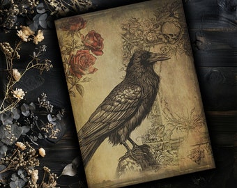 The Raven Journal | Victorian Gothic Lined Notebook | Hardcover Book | Dark Academia Literary Gift | Book Lover | Nevermore | goth aesthetic