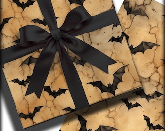 Bat Wrapping Paper Halloween Gift Wrap Spooky Holiday Wrap Creepy Packaging Goth Gift Giving Vampire Lover October Gothic Wrapping Paper