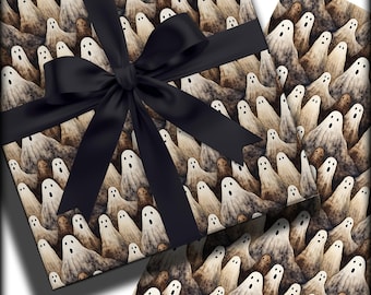 Ghost Wrapping Paper, Halloween Gift Wrap, Spooky Gift Packaging, Ghostie Pattern Paper Roll, Halloween Present Wrap, Paranormal Party