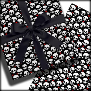 Skull Heart Wrapping Paper, Spooky Cute Gothic Gift Wrap, Whimsigoth, Hexmas Present, Gothic Valentine Paper, Dark Romance, Anniversary Gift