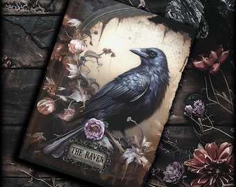 The Raven Notebook, Edgar Allan Poe, Victorian Gothic Lined Journal, Hardcover Book, Sketchbook, Nevermore, Dark Academia, goth aesthetic