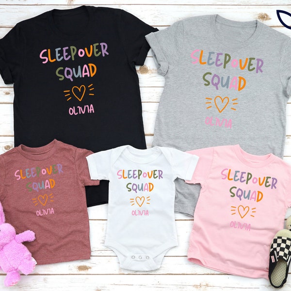 Personalized Matching Shirts, Sleepover Shirts, Custom Sleepover Squad Tees, Slumber Party Favor Shirts