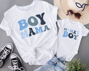 Boy Mama and Mamas Boy Camiseta a juego, Madre Hijo Camisas a juego para regalo del Día de las Madres, Mama Mini Tee