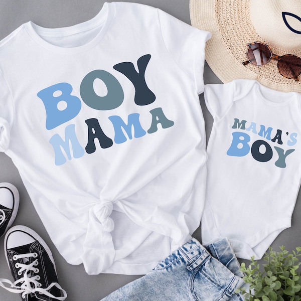 Boy Mama and Mamas Boy  Matching T-Shirt, Mother Son Matching Shirts for Mothers Day Gift, Mama Mini Tee