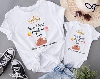 Personalized Our First Mother's Day T-Shirt, First Mothers Day Matching Shirt  for Mommy and Baby ,Mothers Day Gift