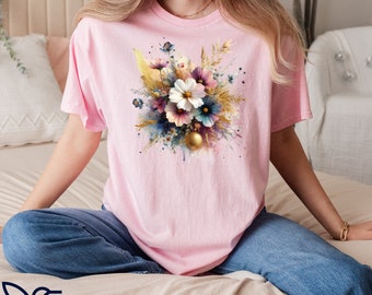 Colorful Floral Tee for Women, Shirt Inspired by Flower Garden,  Perfect Gift for Her