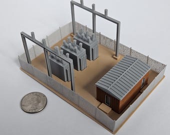 Substation Model and Power Line Poles, N-Scale