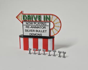 Drive In Theater Sign & Speakers