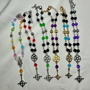 Ghost Car Rosaries | Beaded Mini Grucifix Rosary Inspired by Each Papa Emeritus