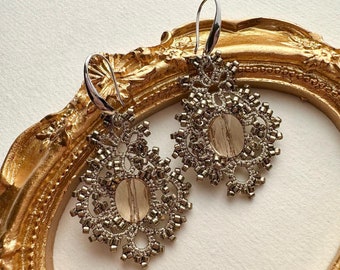 Tatting Earrings — Golden Radiance Tatting Lace Earrings