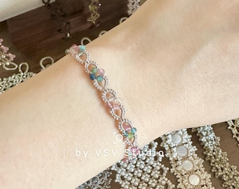 Frivolitetsarmband — Ethereal Blush-armband