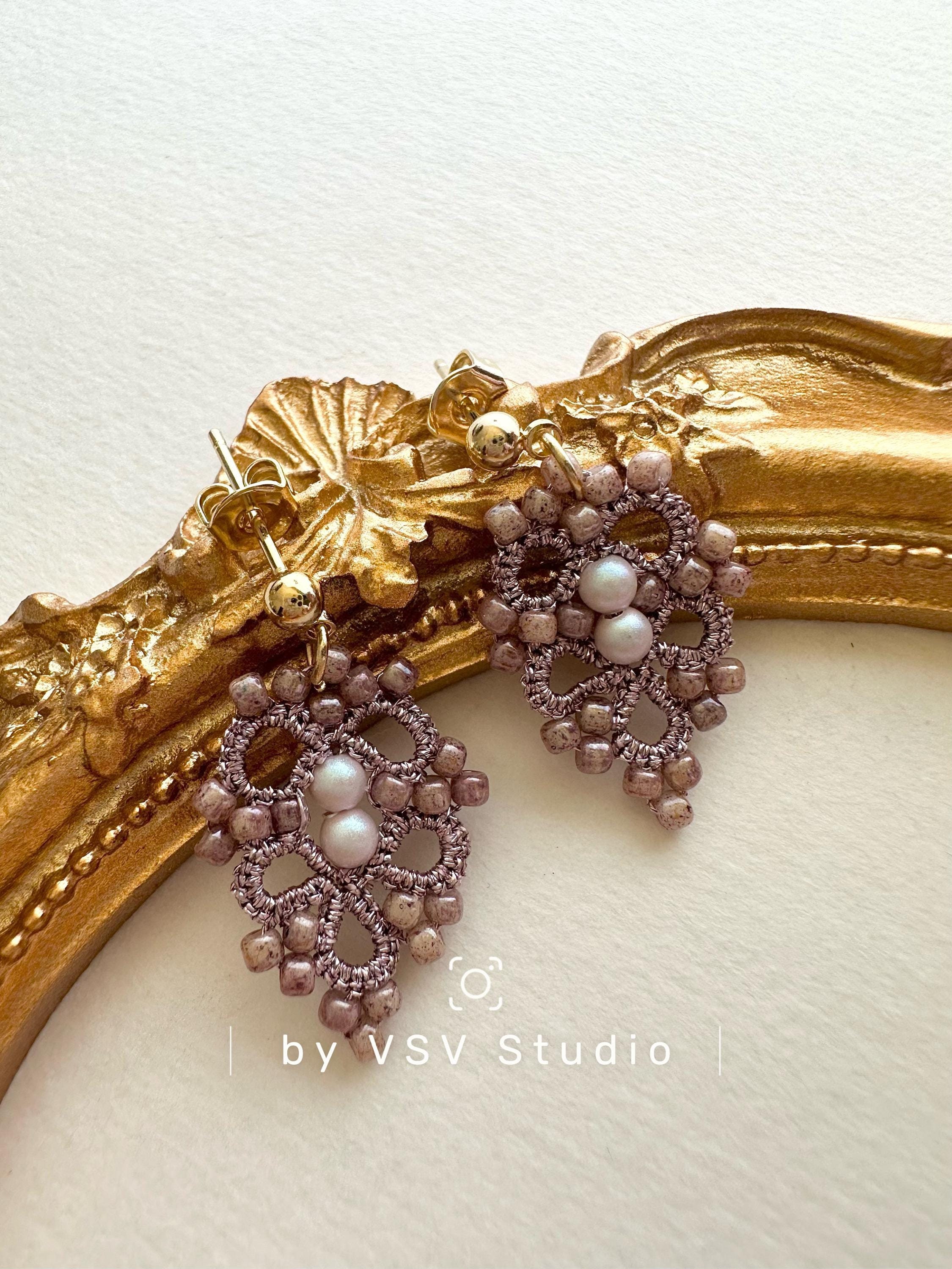 Tatting Earrings —  Dawn’s Embrace Tatting Lace Earrings