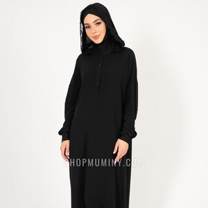 Black One-Piece Hooded Prayer Dress, Prayer Jilbab, Prayer Hijab, Prayer Khimar, Salah Dress, Muslim Prayer Gown