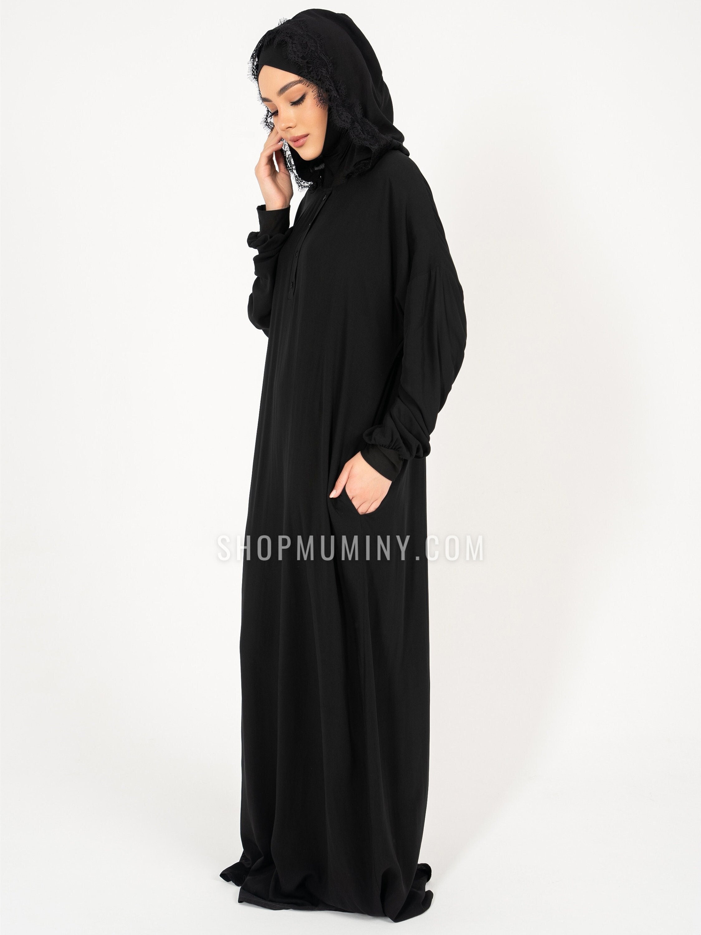Hooded abaya cape top