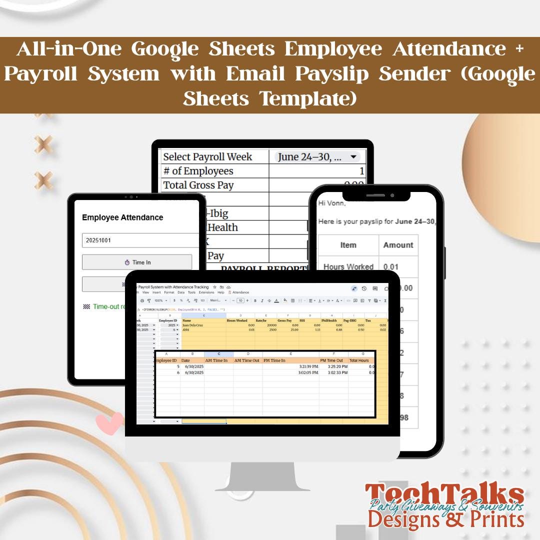 All-in-one Google Sheets Employee Attendance + Payroll System With ...