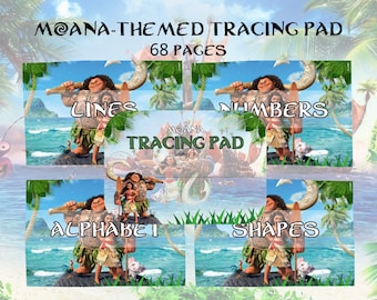 Kids Tracing Workbook - Editable Thru Canva - Moana Theme