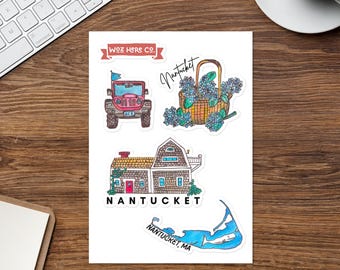 Nantucket Sticker Sheet (Typed Font) | Nantucket Stickers