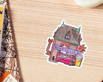 Asheville Souvenir Sticker: Hand-Drawn Vinyl Decal