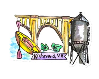 Magnet de voyage Richmond en Virginie : souvenir de la ville à l'aquarelle