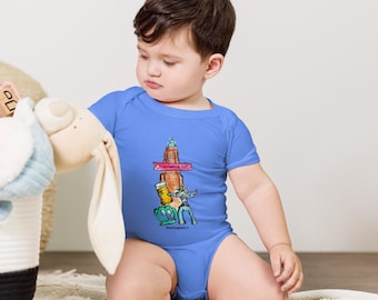 Charlotte NC Baby Onesie |  Watercolor Queens City Baby Outfit