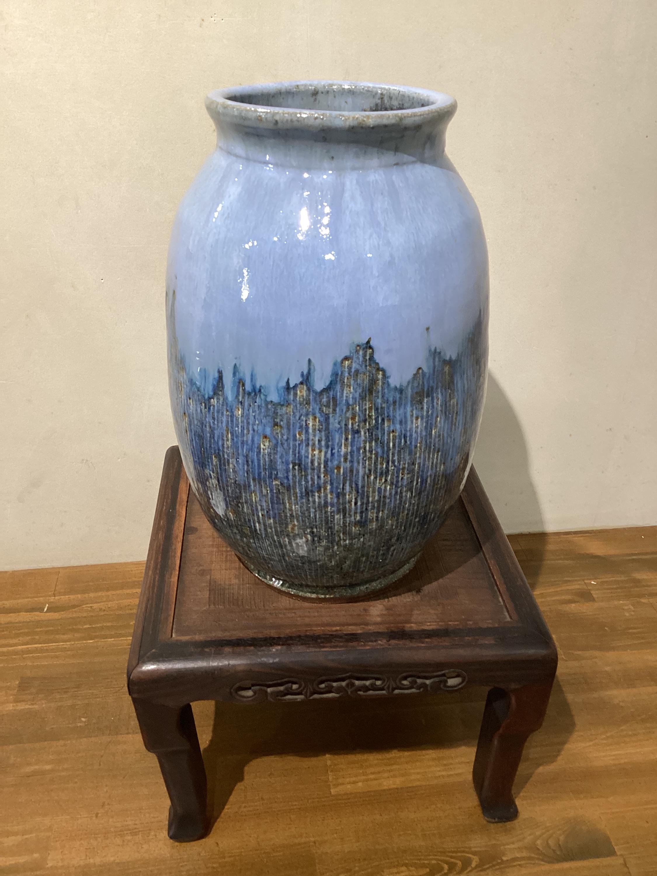 斎藤乾一 線紋象嵌花入 (桐箱入） SAITO KENICHI Flower Vase With