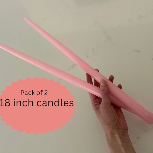 pink candle tapered pink tall candle unscented 18 inches candles spring candles set of 2-18 inch pink candles