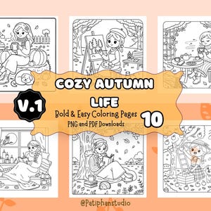 Cozy Autumn Life Coloring Pages | Fall Coloring Pages, Autumn Coloring Pages, Relaxing Coloring Sheets, Cozy Autumn Coloring Pages
