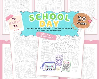 School Day Tracing Sheets | Teacher Tracing Pages, Pattern Tracing Sheets, Back to school Tracing, School Tracing Workbook, Tracing Sheets,