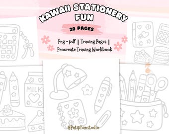 Kawaii Stationery Tracing Pages | Fun School Activity (Digital Download)