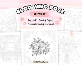 Rose Tracing Pages | Floral Tracing Workbook (Digital Download)