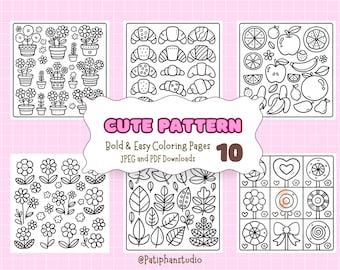 Cute Pattern Coloring Pages | Relaxing Designs (Digital Download)