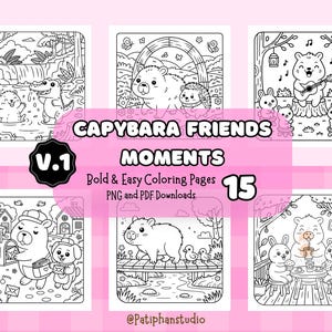 Capybara Friends Moments Coloring Pages | Capybara Coloring Pages, Cozy Capybara Coloring, Animal Coloring Pages, Relaxing Coloring Sheets