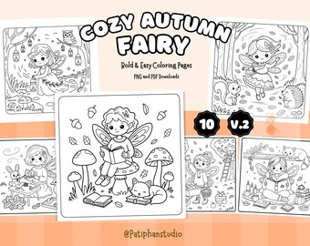Autumn Fairy Coloring Pages | Relaxing Fall Designs (Digital Download)