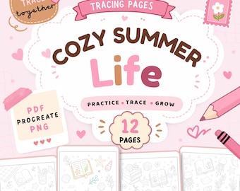 Cozy Summer Life Tracing Pages | Summer Tracing Sheets, Pattern Tracing Pages, Procreate Tracing Workbook, Printable tracing pages