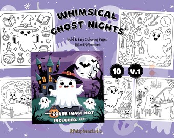 Coloriages fantaisistes de nuits fantômes | Plaisirs d'Halloween (téléchargement numérique)