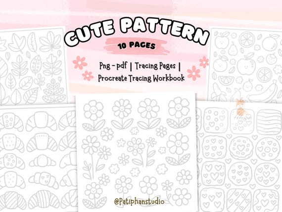 Cute Pattern Tracing Sheets | Procreate Workbook (Digital Download)