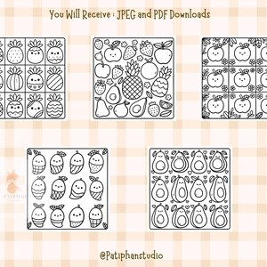 Puede incluir: Cuatro p&aacute;ginas para colorear en blanco y negro con diferentes dise&ntilde;os de frutas. Los dise&ntilde;os incluyen pi&ntilde;as, manzanas, aguacates y mangos.