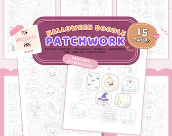 Halloween Doodle Patchwork Tracing Sheets | Pattern Tracing Sheets, Spooky Tracing Pages, Halloween Tracing Workbook, Ghost Tracing Sheets