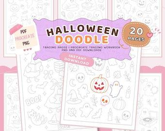 Halloween Doodle Tracing Sheets | Halloween Tracing Pages, Pattern Tracing Workbook, Spooky Halloween Tracing Sheets, Worksheet activity