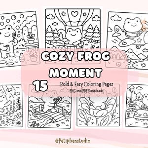 Cozy Frog Moment Coloring Pages | Cute Frog Coloring Pages, Bold and Easy Coloring Pages, Animal Coloring Pages, Relaxing Coloring Sheets