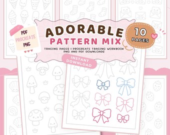 Adorable Pattern Mix Tracing Pages | Pattern Tracing Pages, Pattern Tracing Workbook, Printable tracing pages, Tracing pdf download