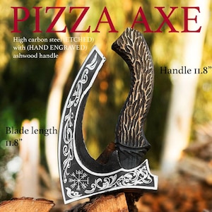 Handmade Royal Pizza Axe with sheath, Custom pizza Cutter, Best gift for boyfriend, husband, Personalised gift for him/her,  Unique Gifts
