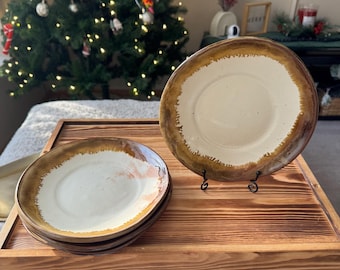 Handmade Ceramic Dinner Plates – Rustic Brown & Cream Glaze