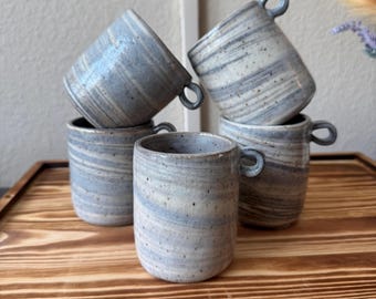Marbled Ceramic Mugs with Loop Handles