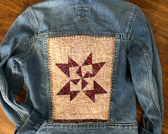 Quilt embellished jean jacket