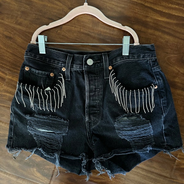 Distressed Black Levi Shorts