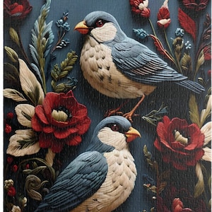 Birds and Flowers Jigsaw Puzzle for Adults and Kids | Gift for Her Him | Challenging Puzzle